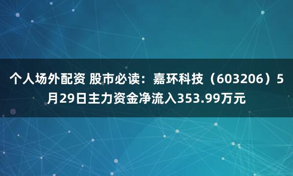 个人场外配资 股市必读：嘉环科技（603206）5月29日主力资金净流入353.99万元